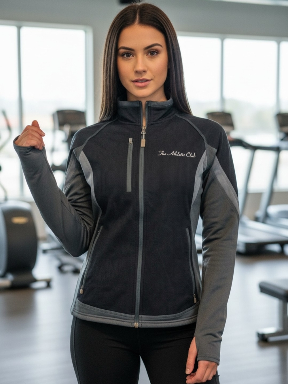 Athletic Works Women's Charcoal & Gray Full-Zip Utility Jacket